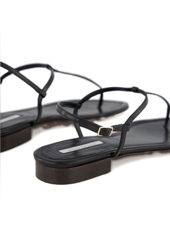 Emme Parsons Shoes - SOLD Emme Parsons Simple Suede Sandals Black Ankle Strap Flat Minimalist